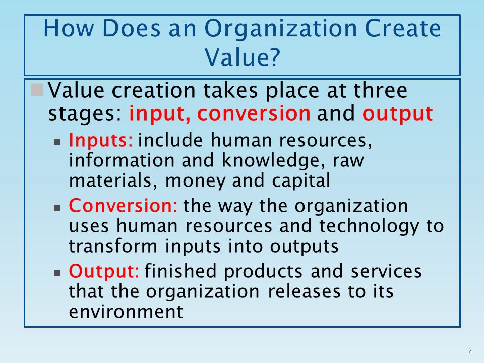 How organizations create value